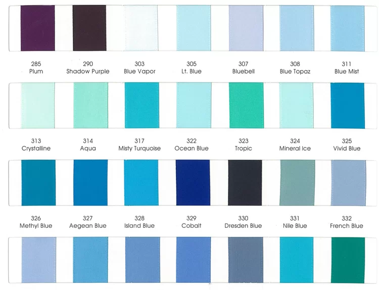 satin ribbon color chart